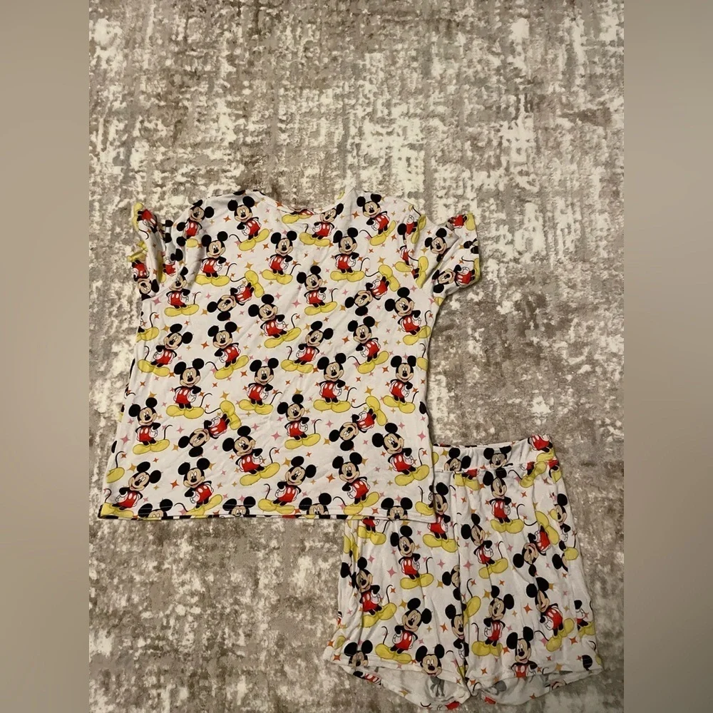Weiwei Mickey Mouse Bamboo Kids Pajama Set - White and Yellow size 5/6